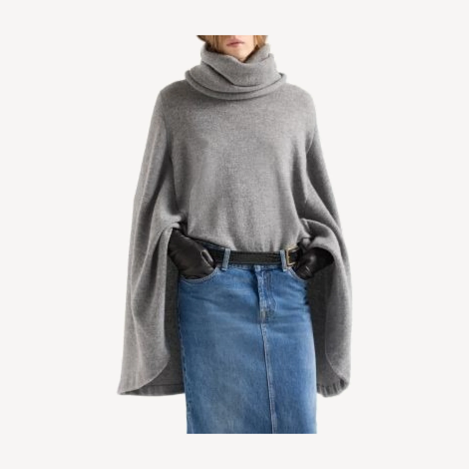 7 For All Mankind Wool High Neck Shawl Sweater