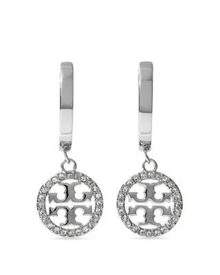 Tory Burch Miller Pave Crystal Hoop Earrings
