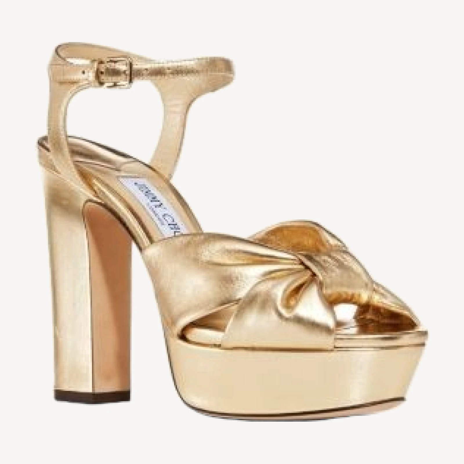 Jimmy Choo Women's Heloise 120 Metallic Leather High Heel Platform Sandals