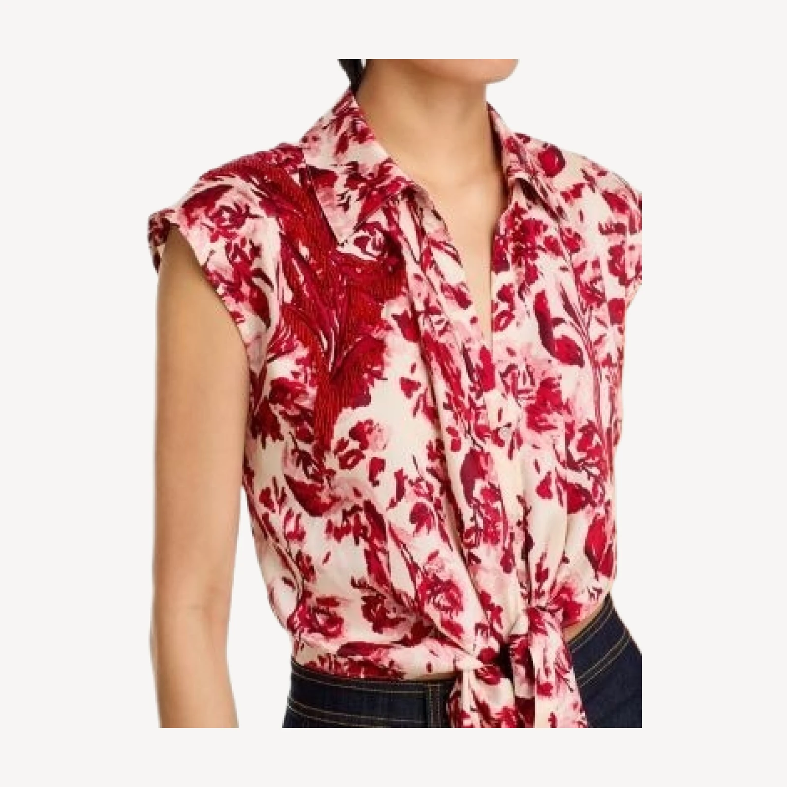 Cinq a Sept Floral Ribbons Marianna Sleeveless Blouse