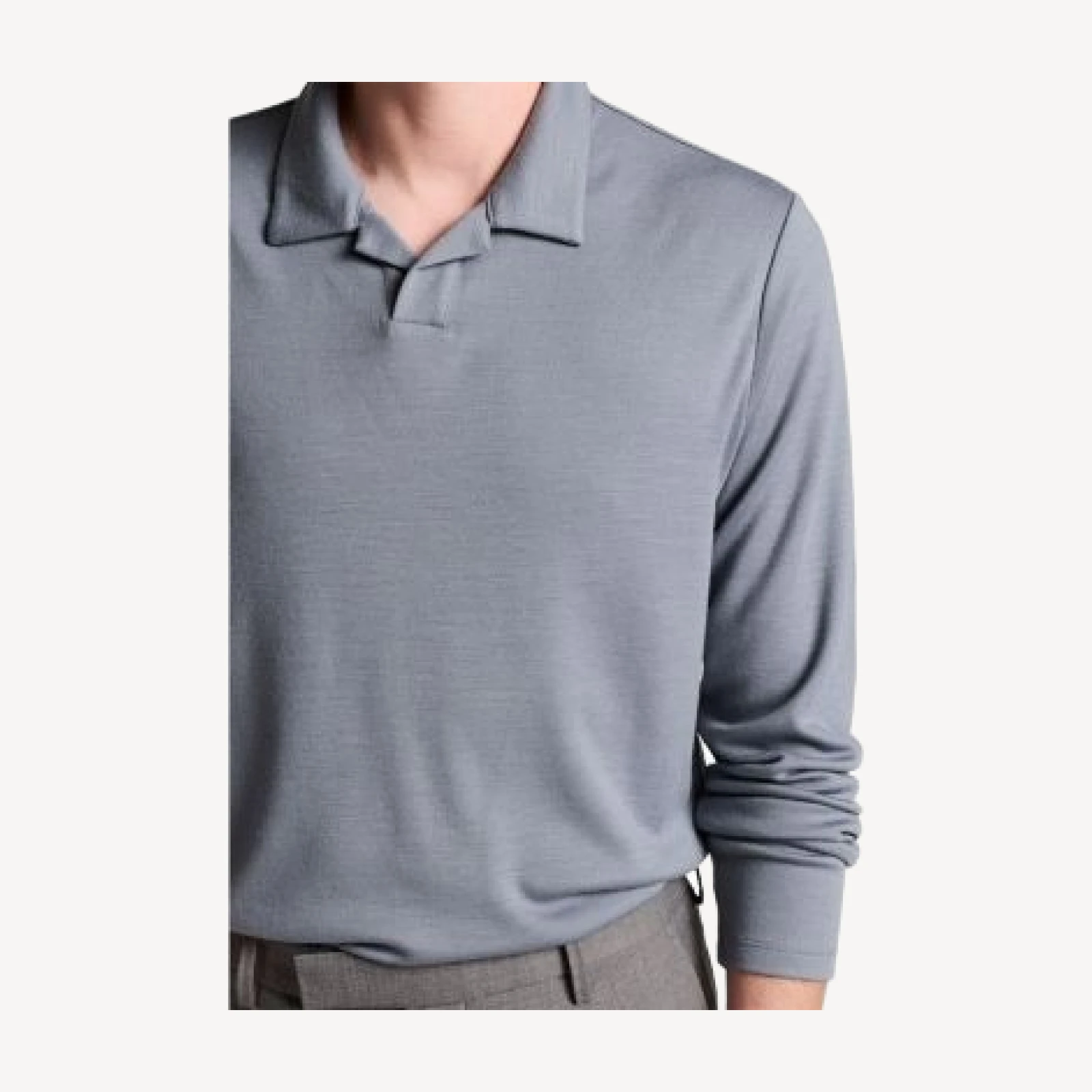 Vince Wool Interlock Long Sleeve Johnny Polo Shirt