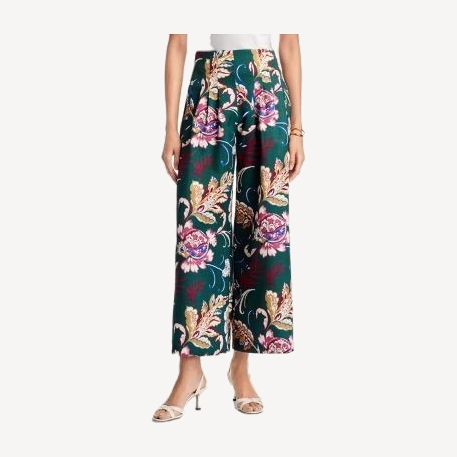 Veronica Beard Gunner Damask Pleated Wide Leg Pants