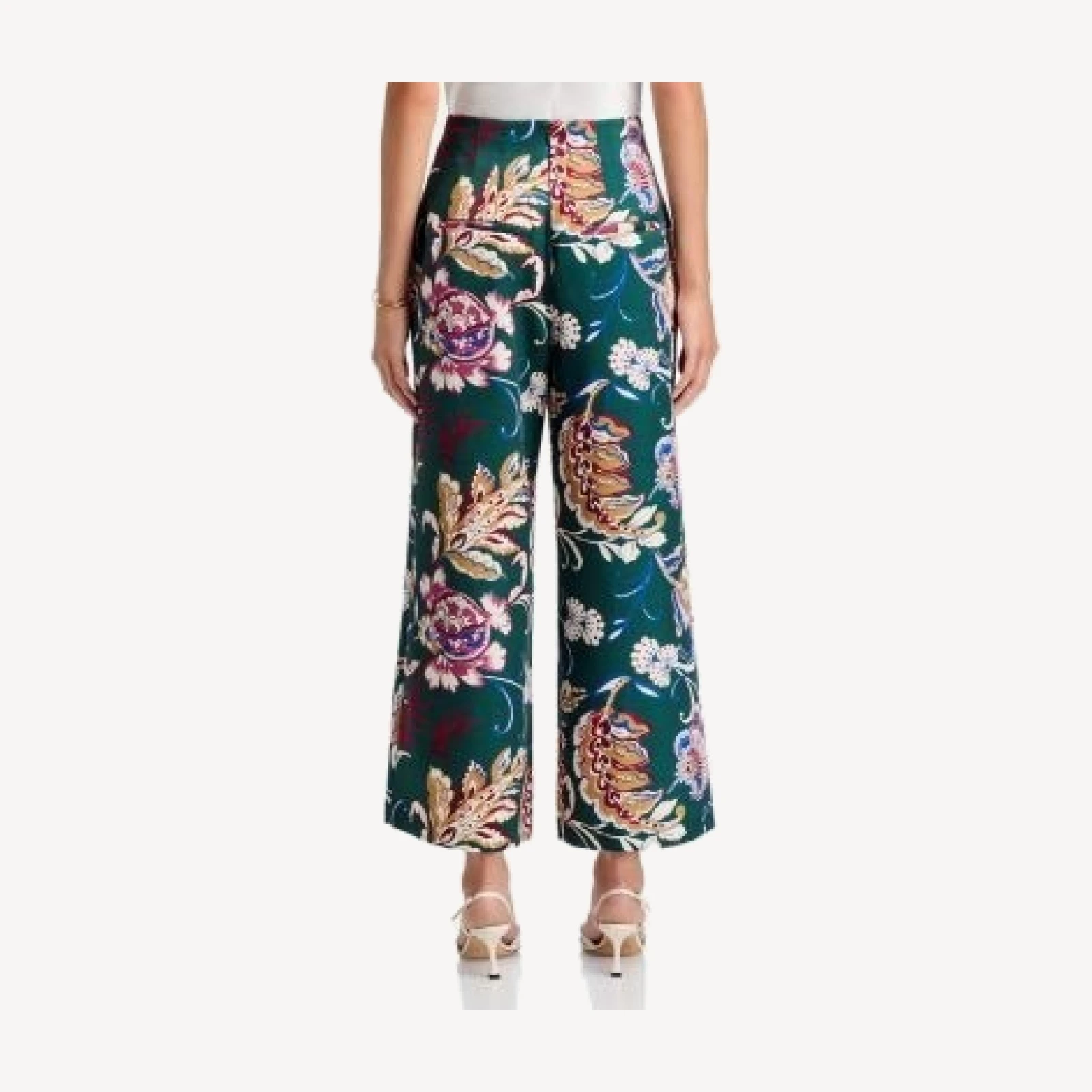 Veronica Beard Gunner Damask Pleated Wide Leg Pants