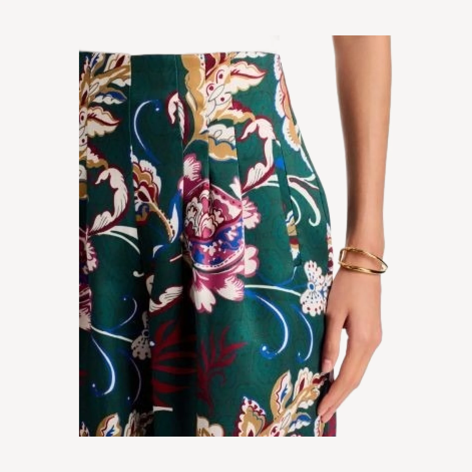 Veronica Beard Gunner Damask Pleated Wide Leg Pants