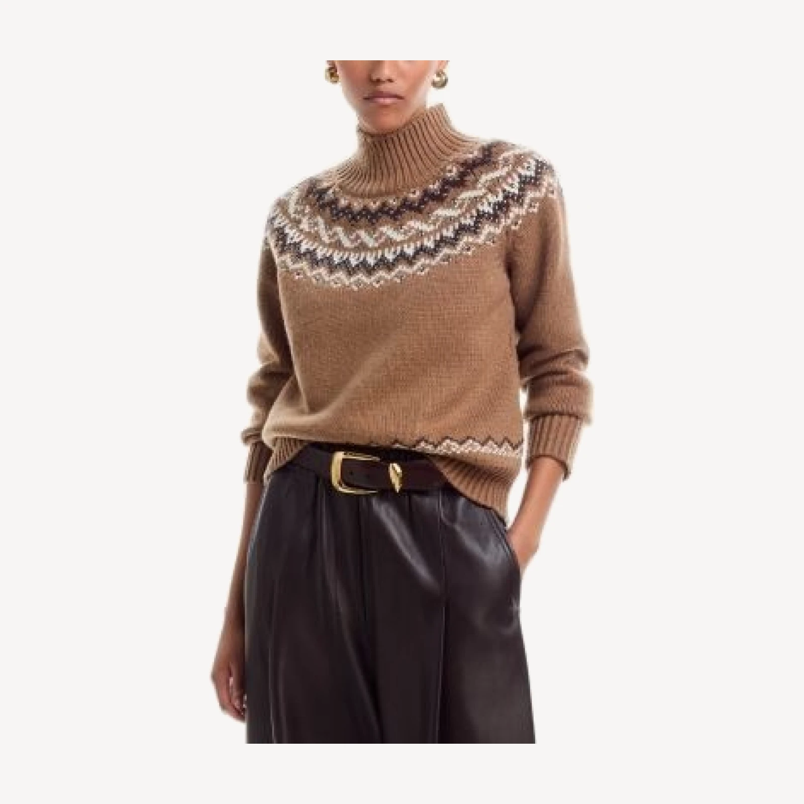 rag & bone Fallon Studded Fair Isle Turtleneck Sweater