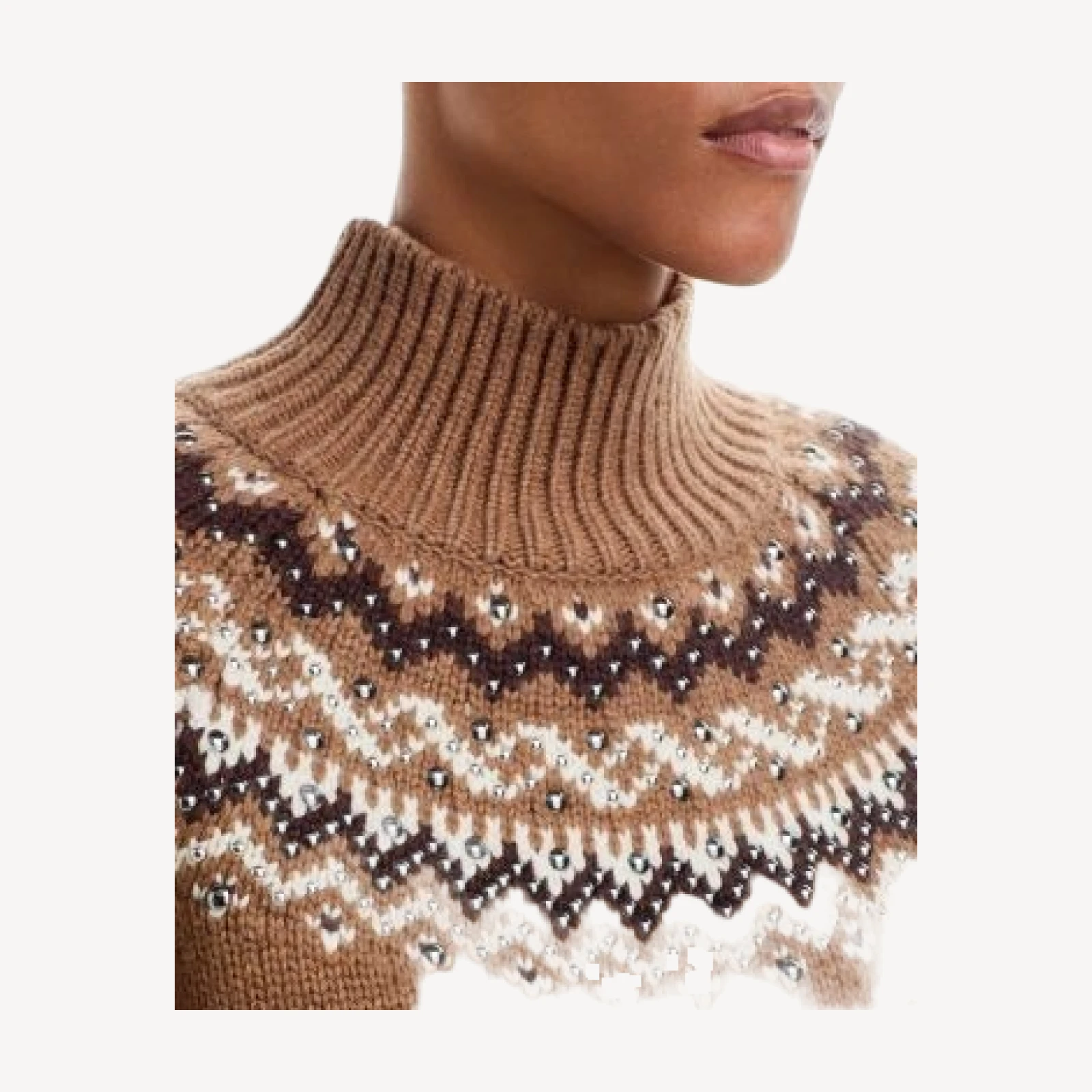 rag & bone Fallon Studded Fair Isle Turtleneck Sweater