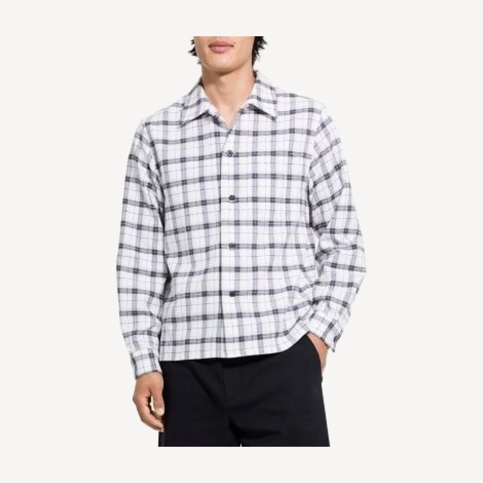 Theory Plaid Button Down Overshirt