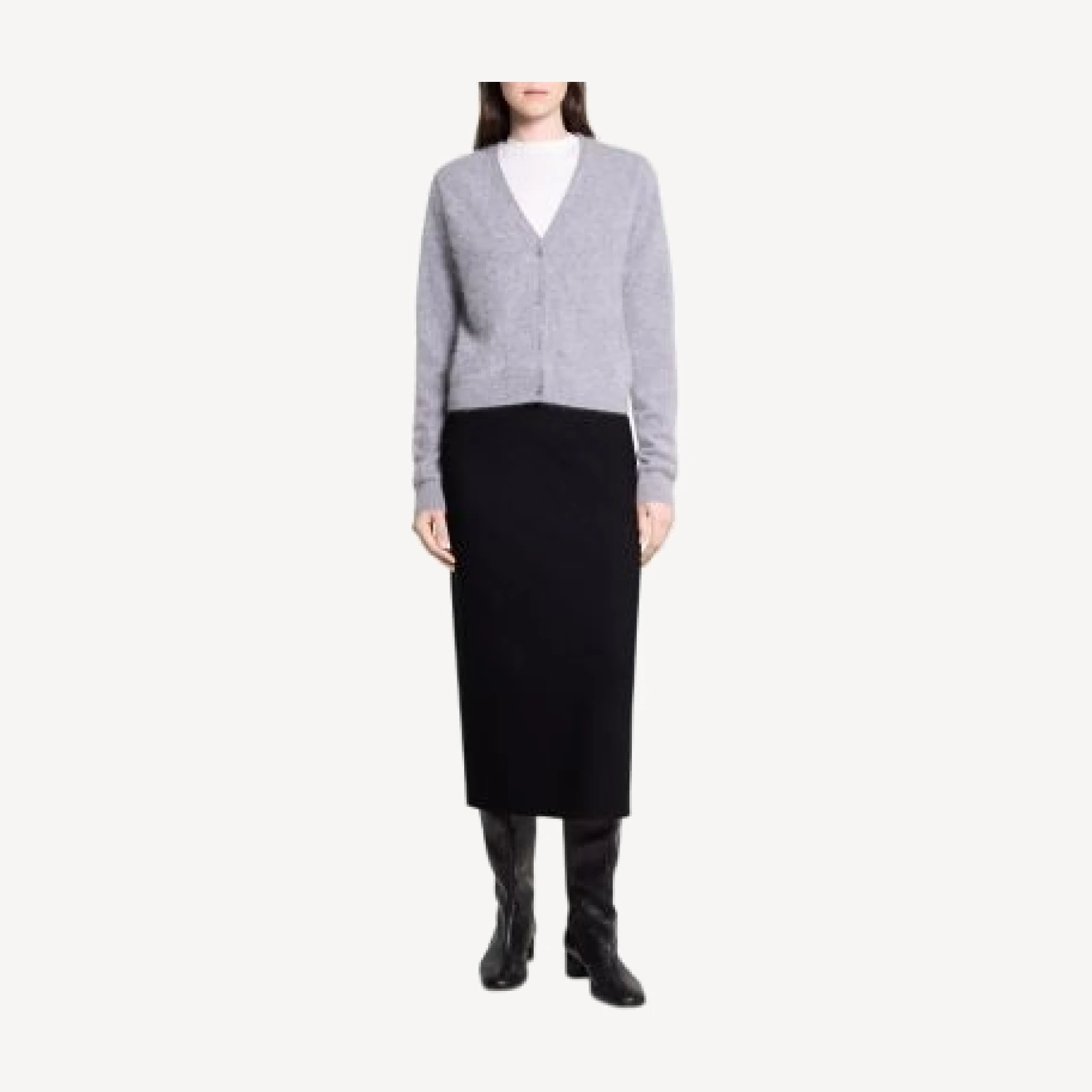 Theory Merino Wool & Cashmere Cropped V Neck Cardigan