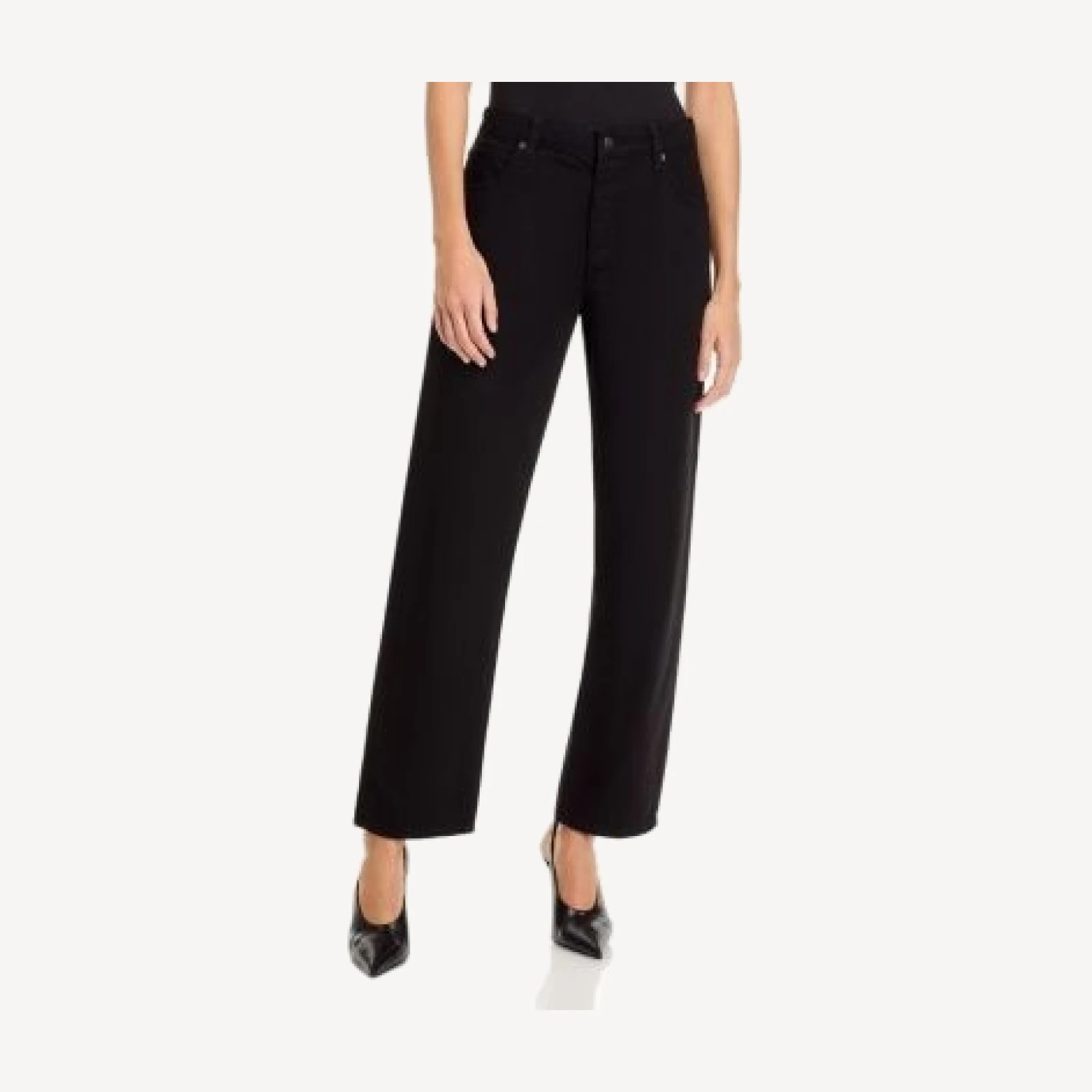 Frame The Essential High Rise Straight Jeans in Black