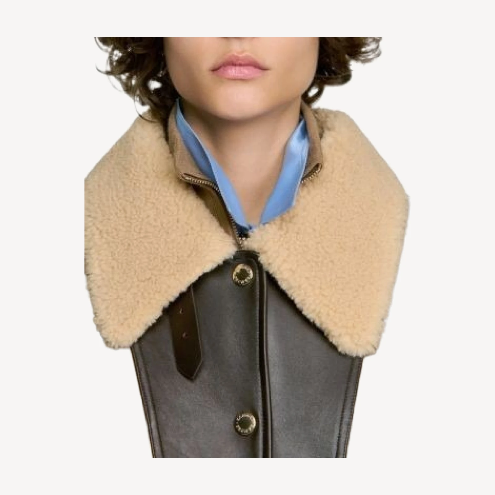 Sandro Two Tone Leather Coat