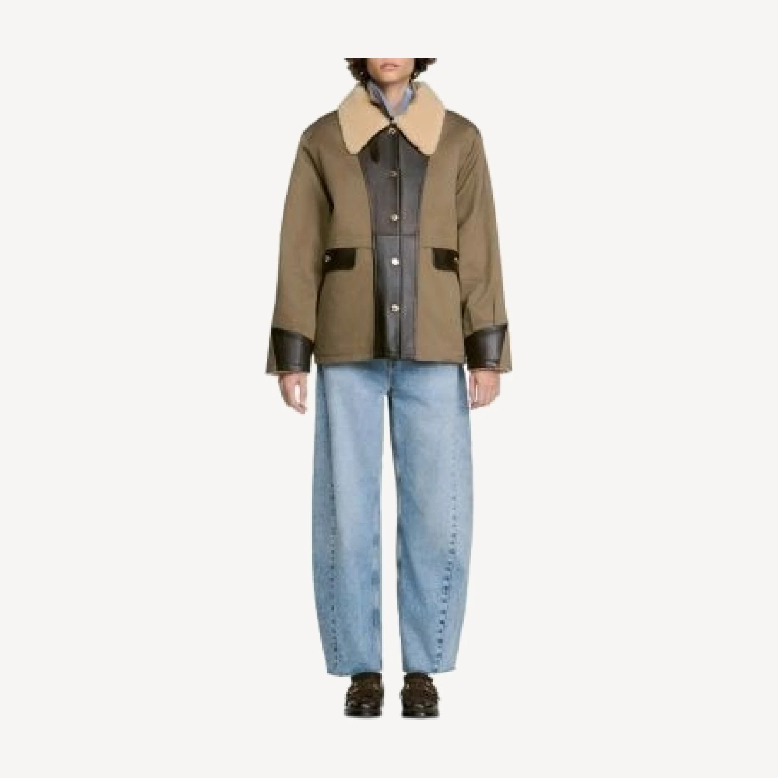 Sandro Two Tone Leather Coat