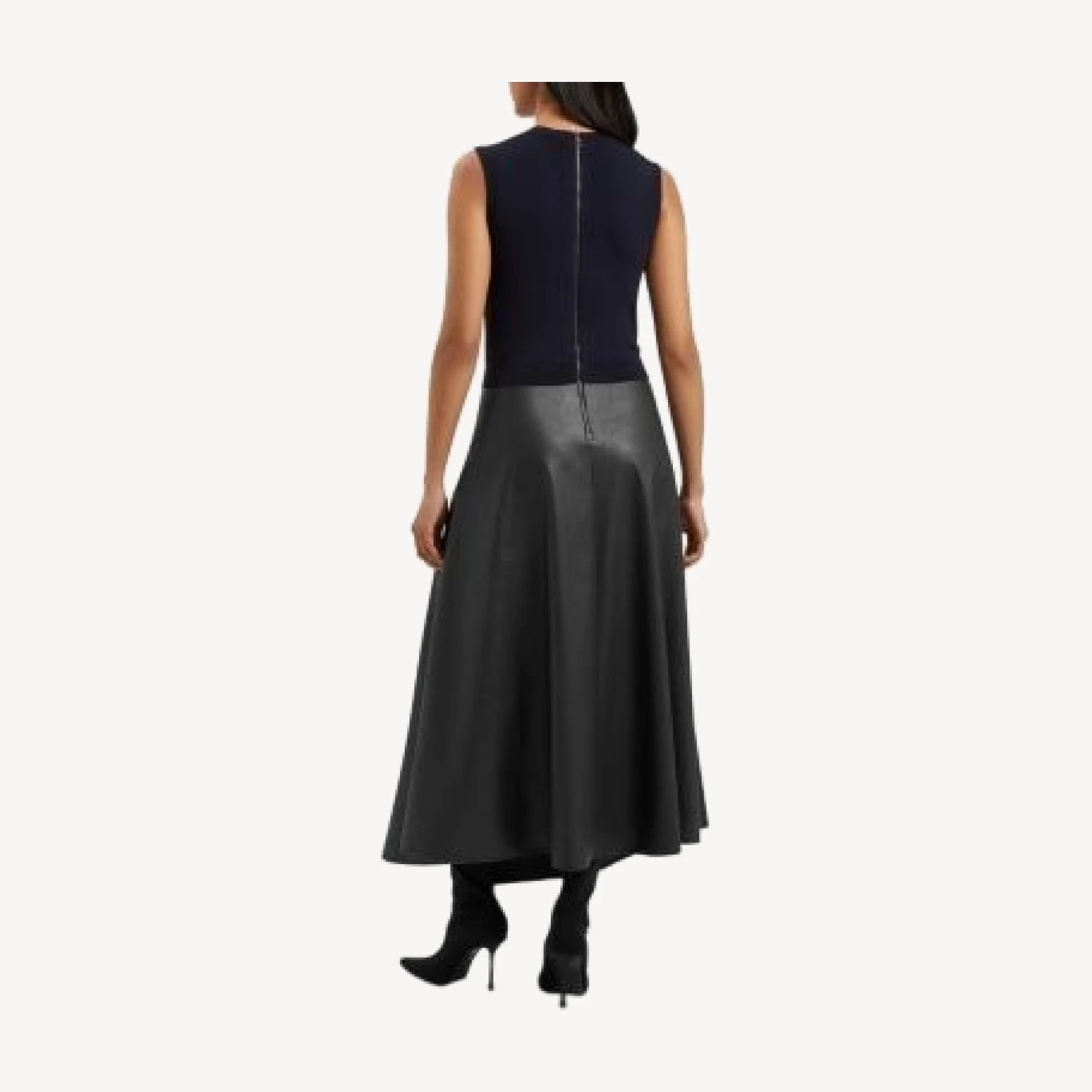 Ted Baker Mixed Media Faux Leather Skirt Midi Dress