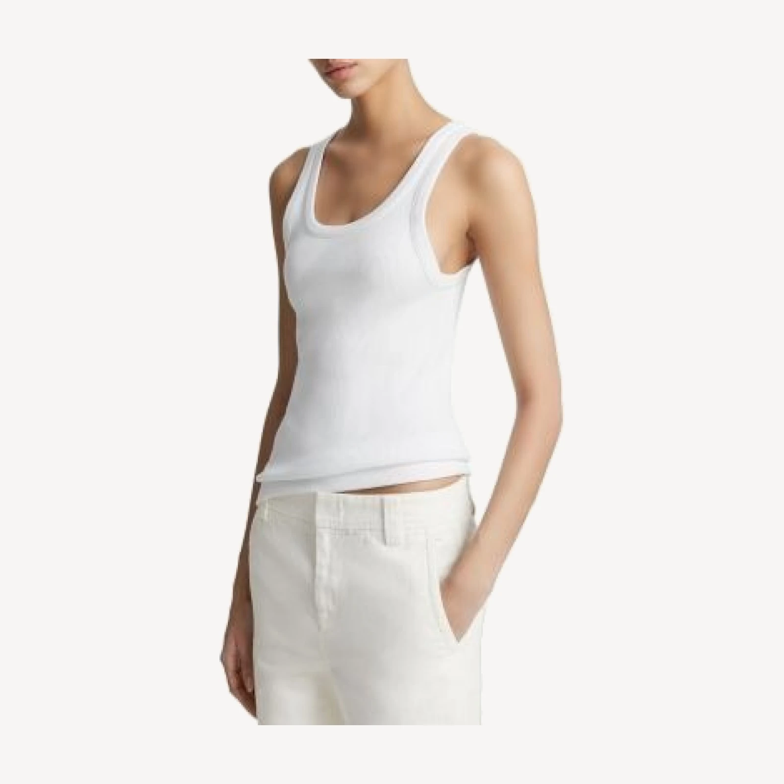 Vince Ribbed Scoop Neck Tank