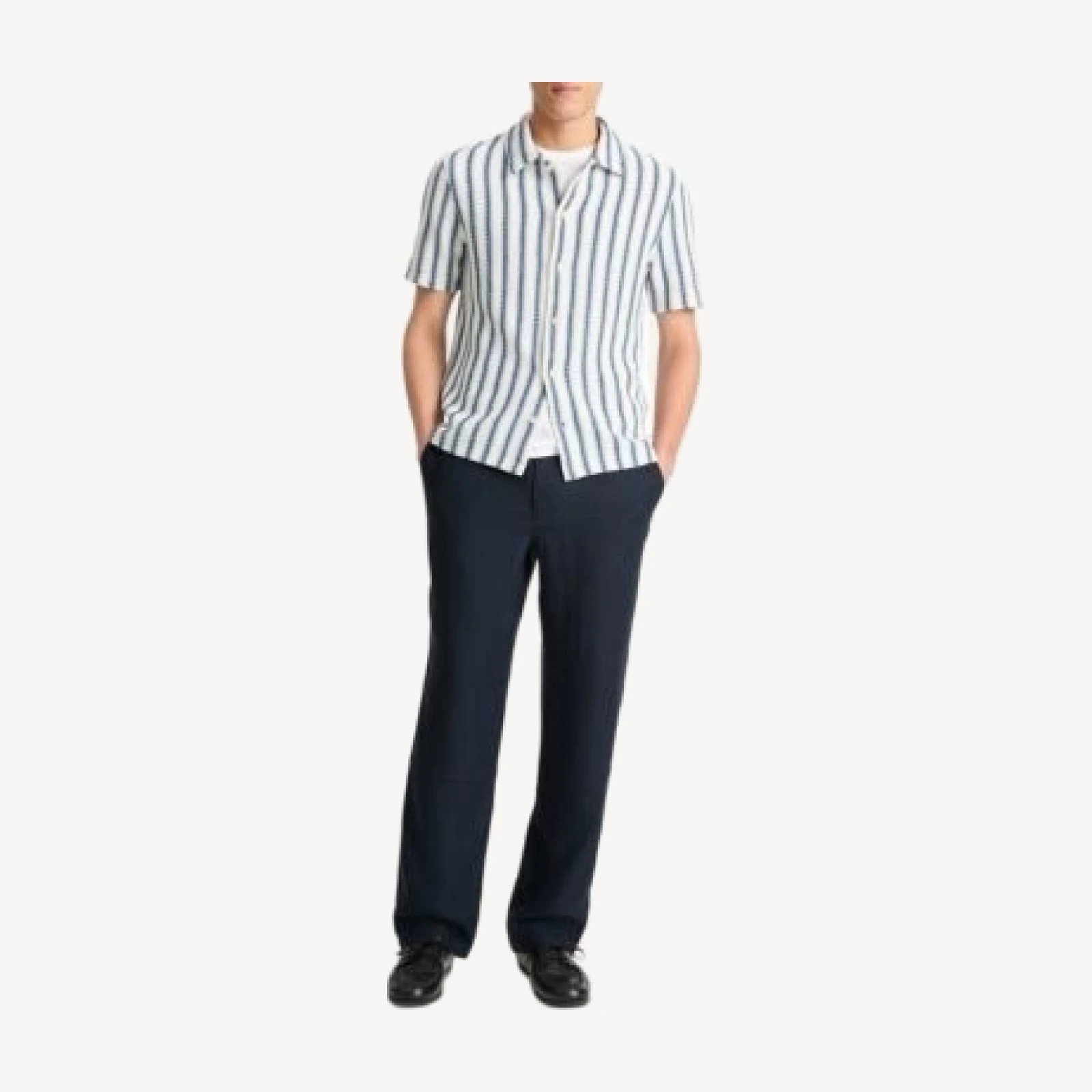 Vince Striped Knit Button Down Shirt