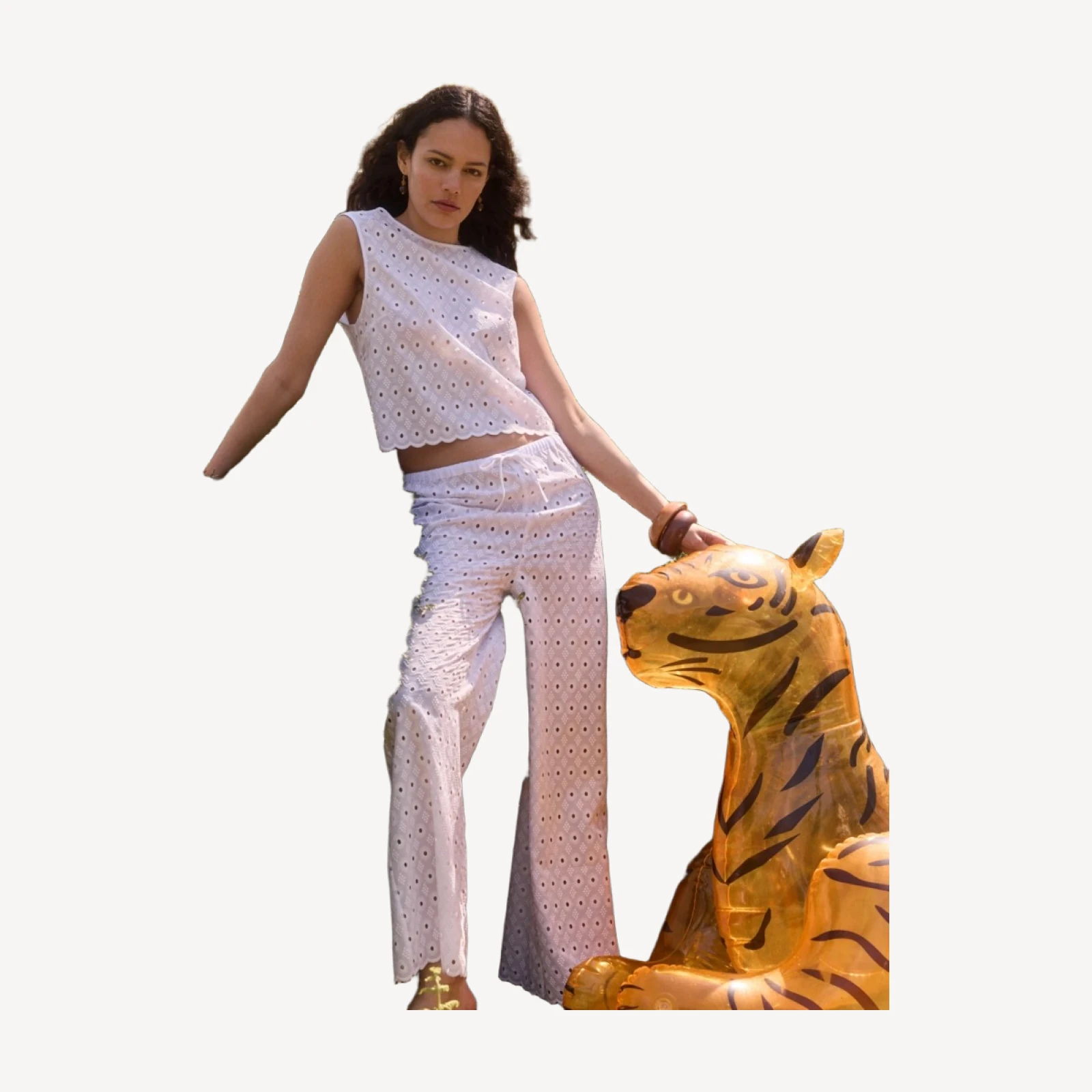 The Giovanna Pant - White Diamond Eyelet