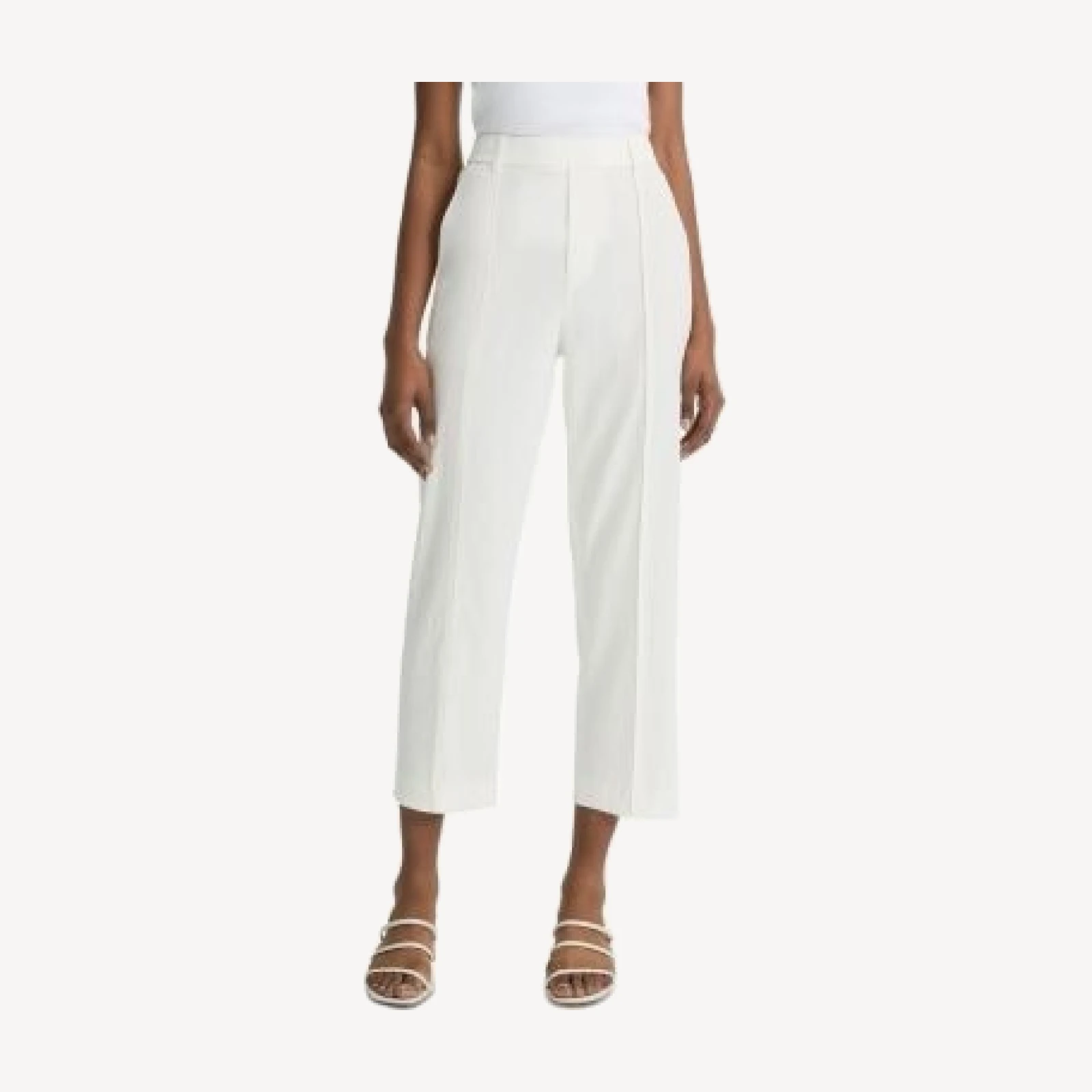 Vince Linen Blend Mid Rise Tapered Pull On Pants