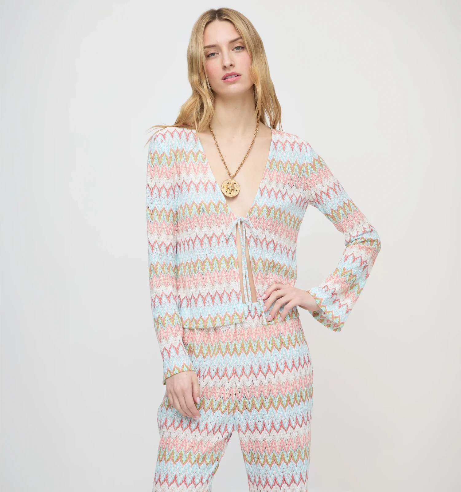 The Delia Top - White Multi Smooth Shimmer Knit