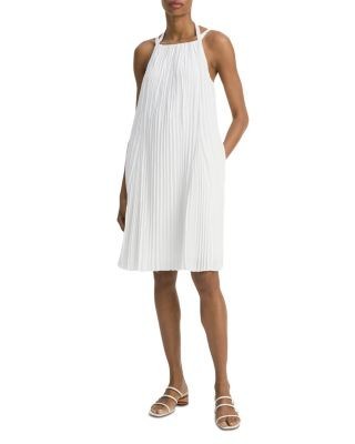 Vince Pleated A Line Pintucked Dress