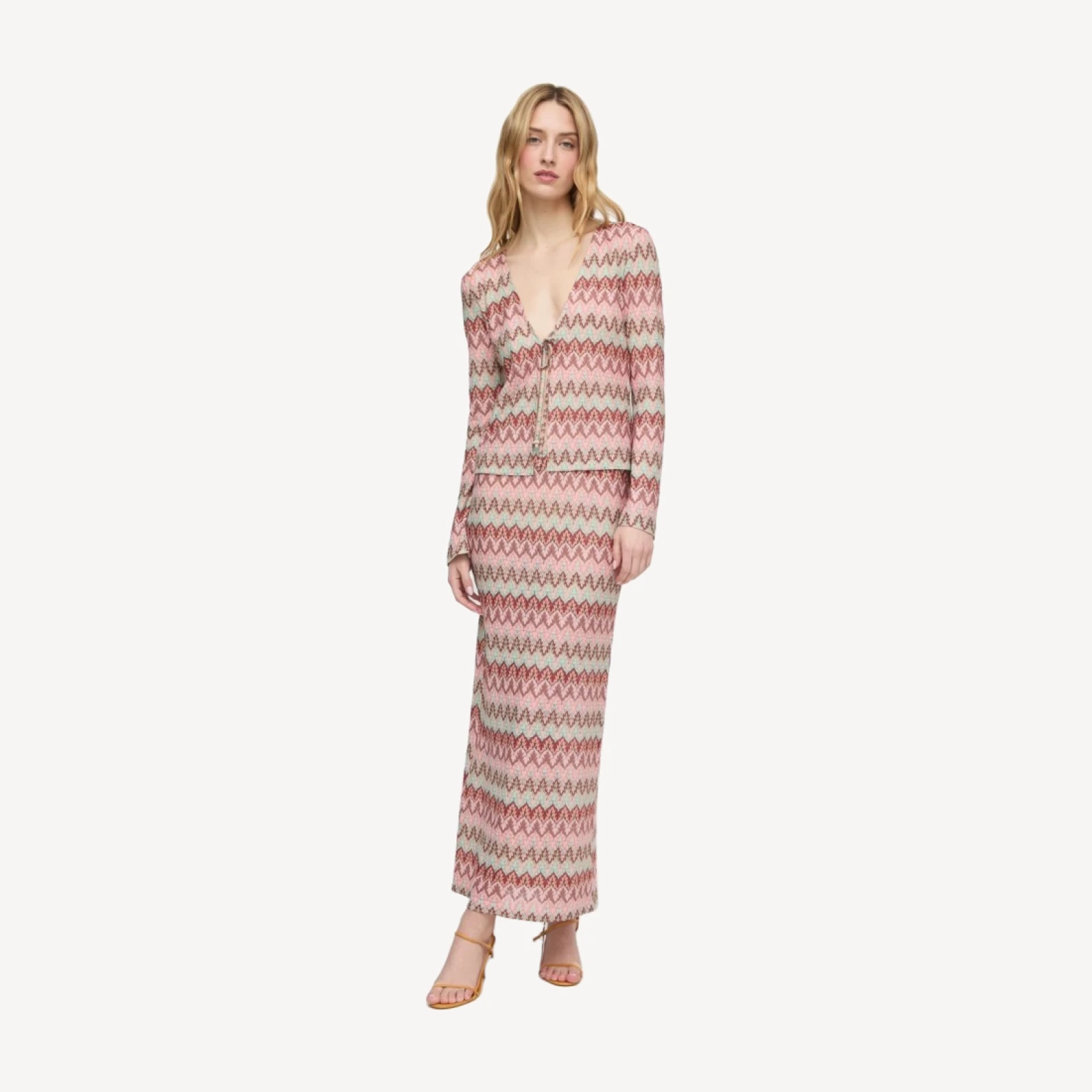 The Zoey Maxi Skirt - Pink Multi Smooth Shimmer Knit