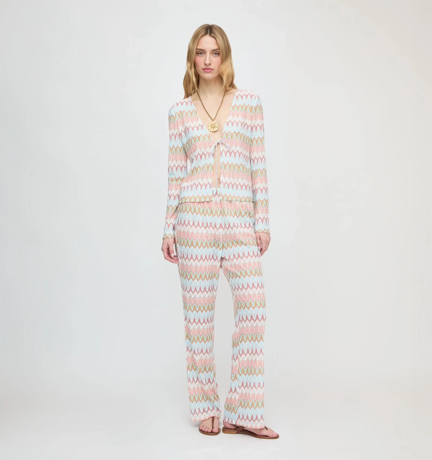The Alden Pant - White Multi Smooth Shimmer Knit