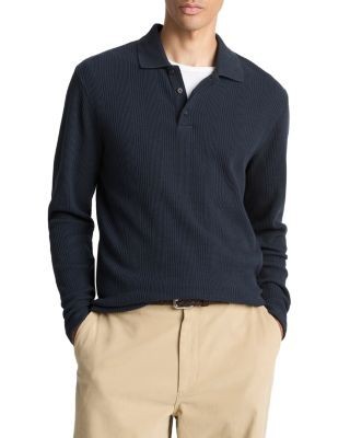 Vince Variegated Texture Long Sleeve Polo