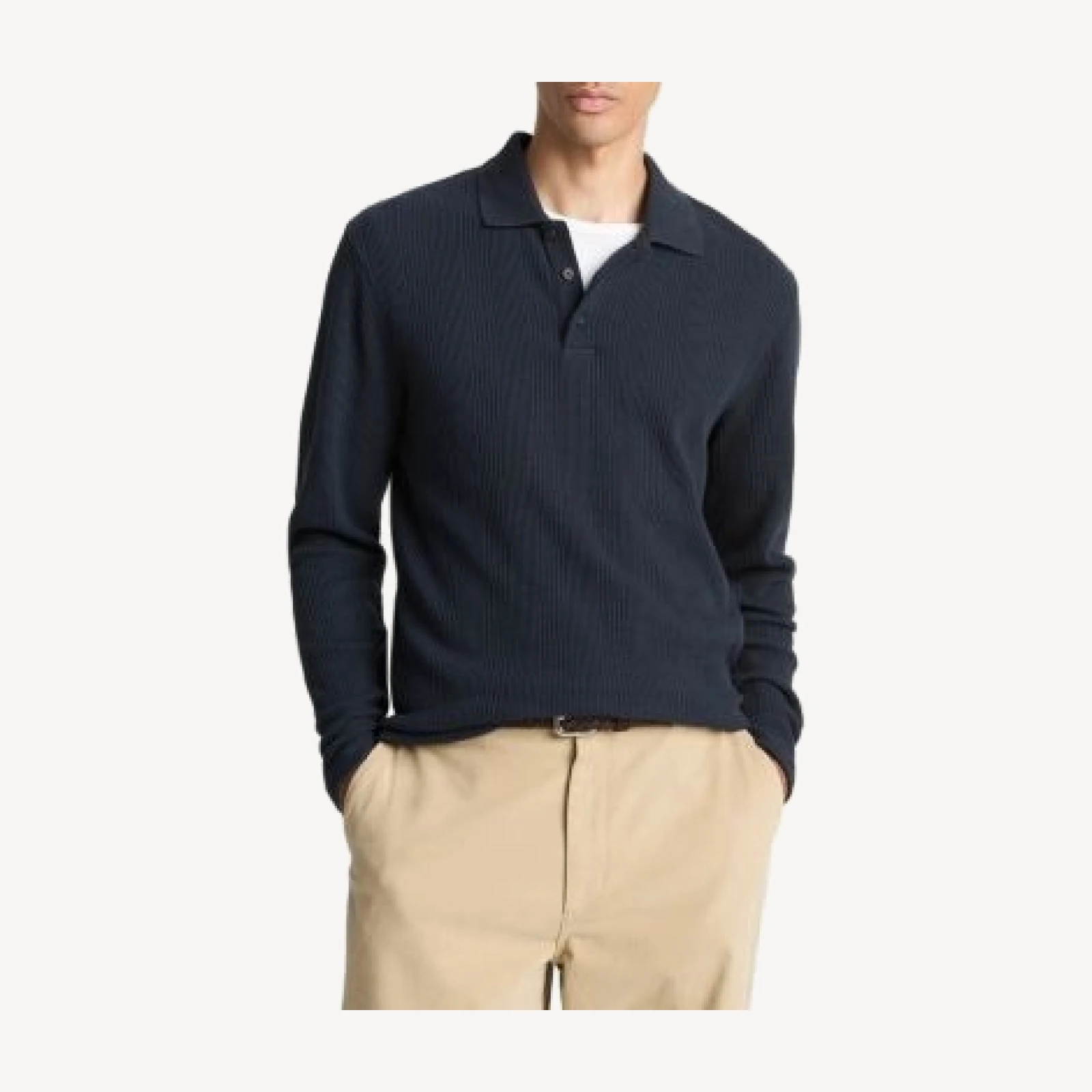 Vince Variegated Texture Long Sleeve Polo