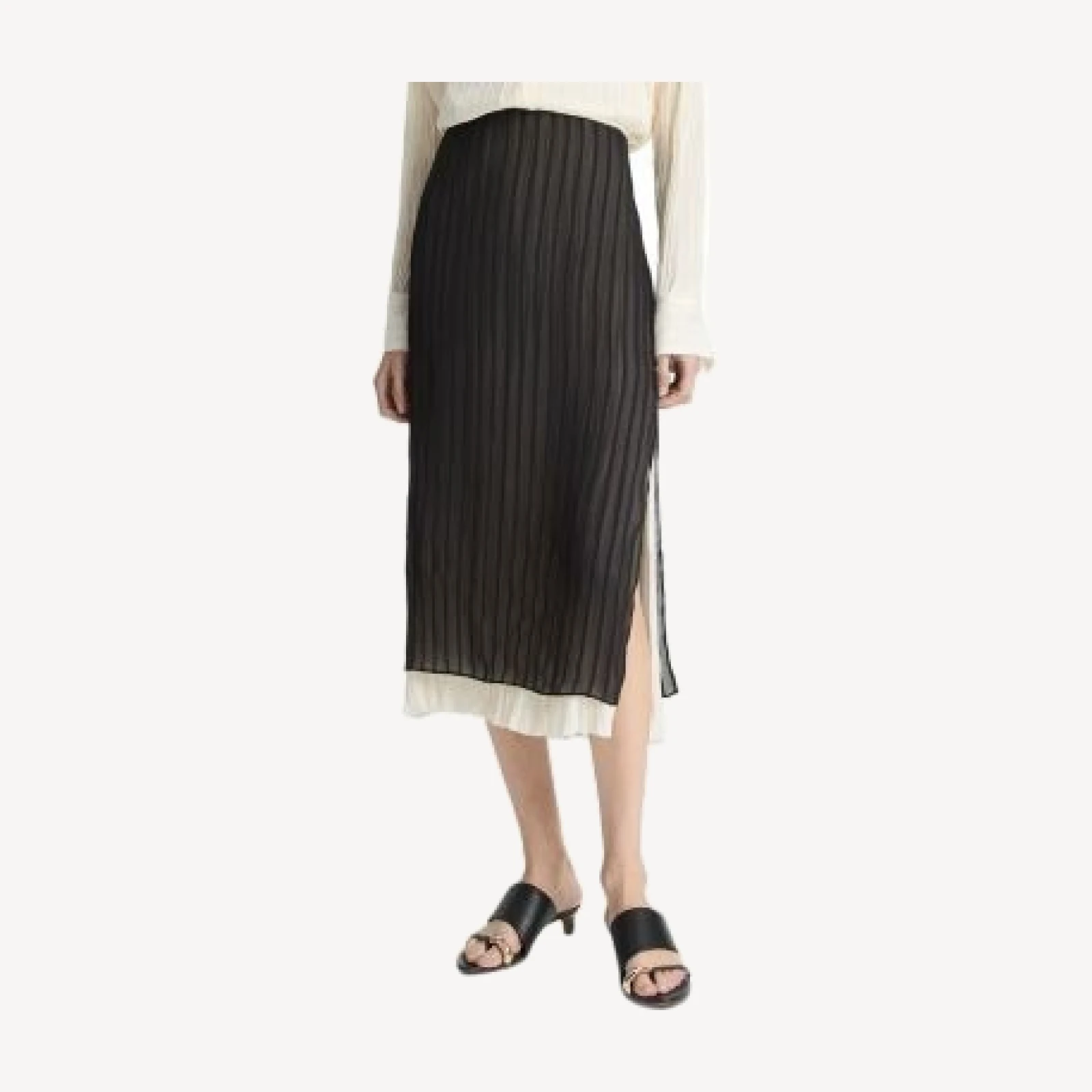 Vince Layered Striped Midi Skirt