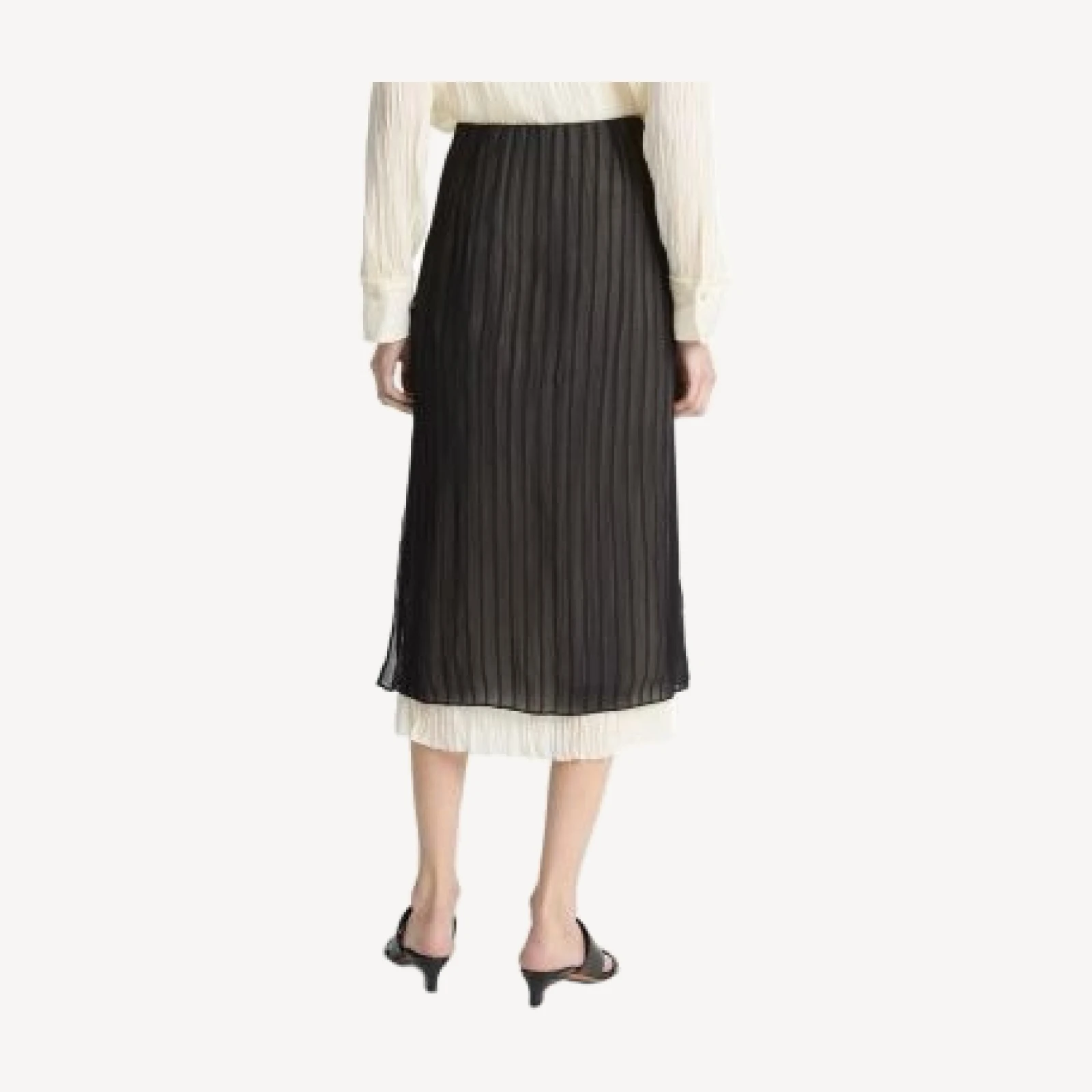 Vince Layered Striped Midi Skirt
