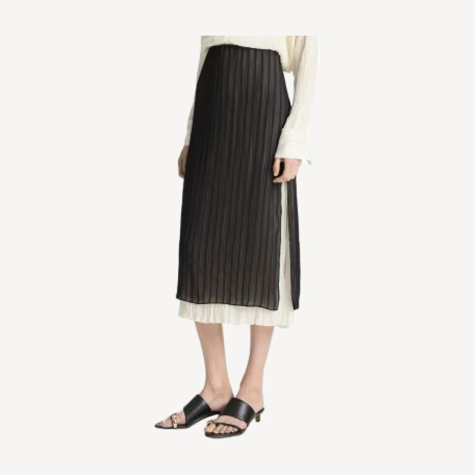 Vince Layered Striped Midi Skirt