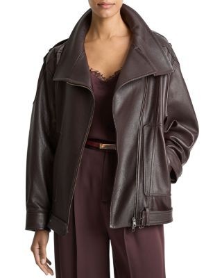 Vince Leather Oversized Biker Jacket