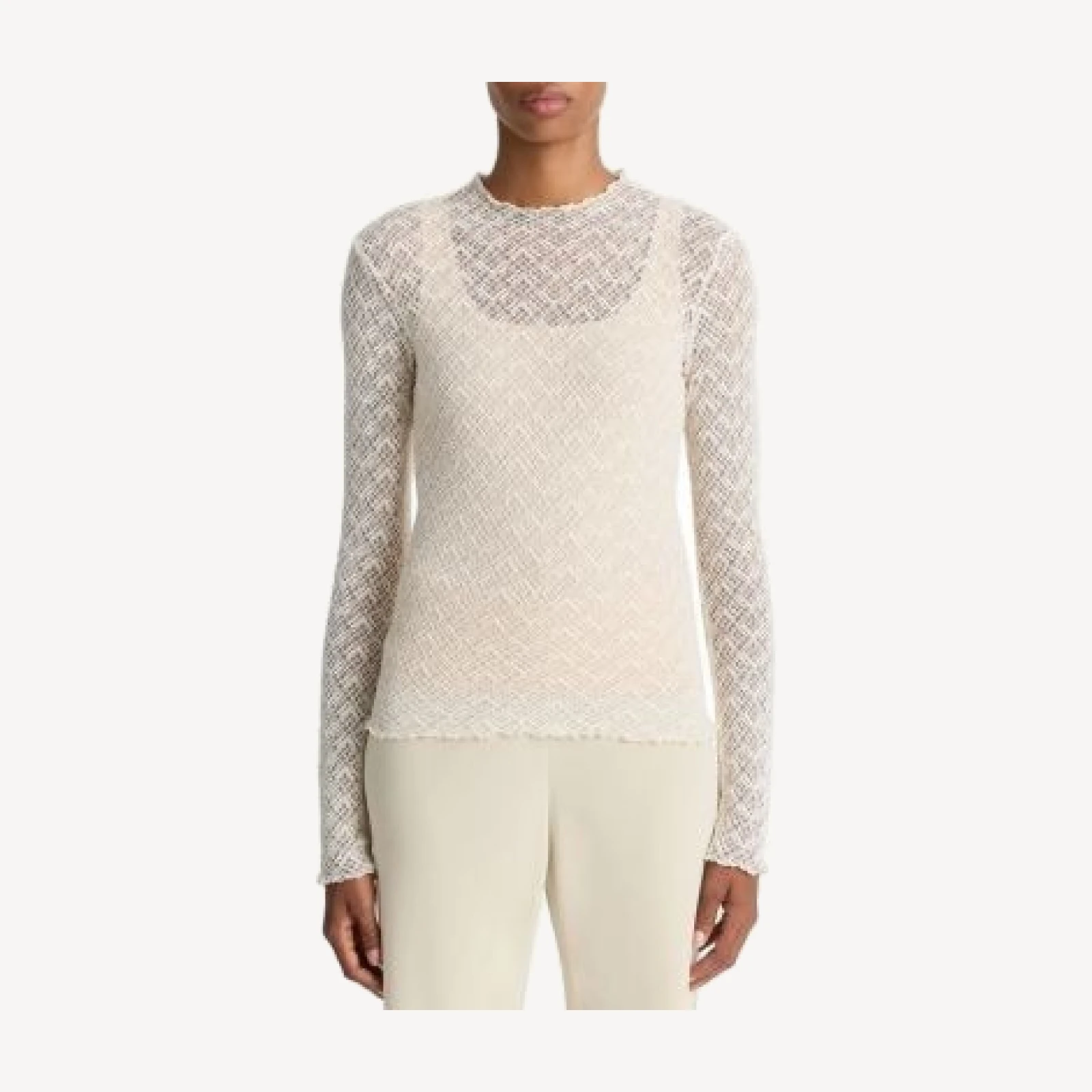 Vince Mock Neck Lace Top