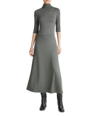 Vince Elbow Sleeve Turtleneck Dress