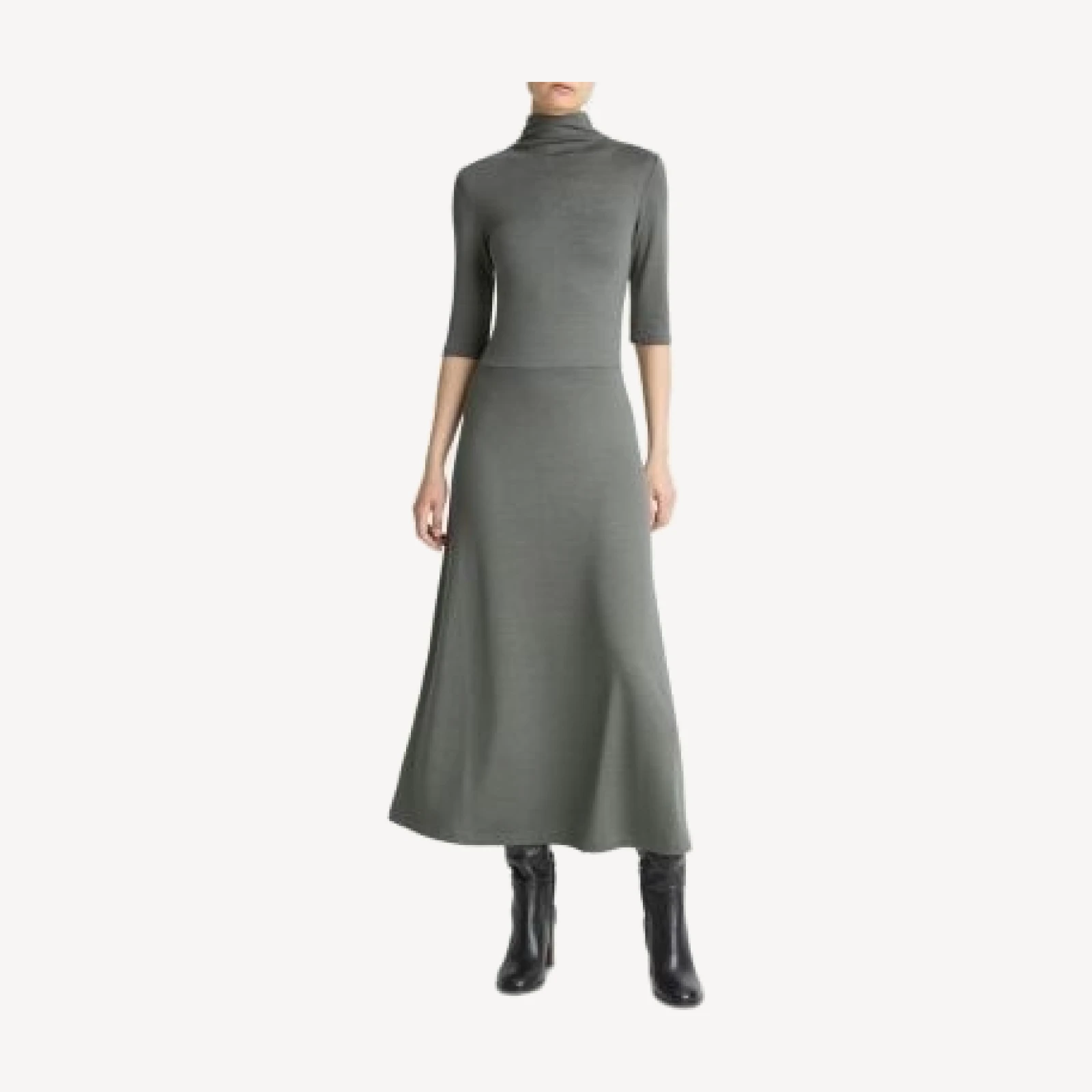 Vince Elbow Sleeve Turtleneck Dress