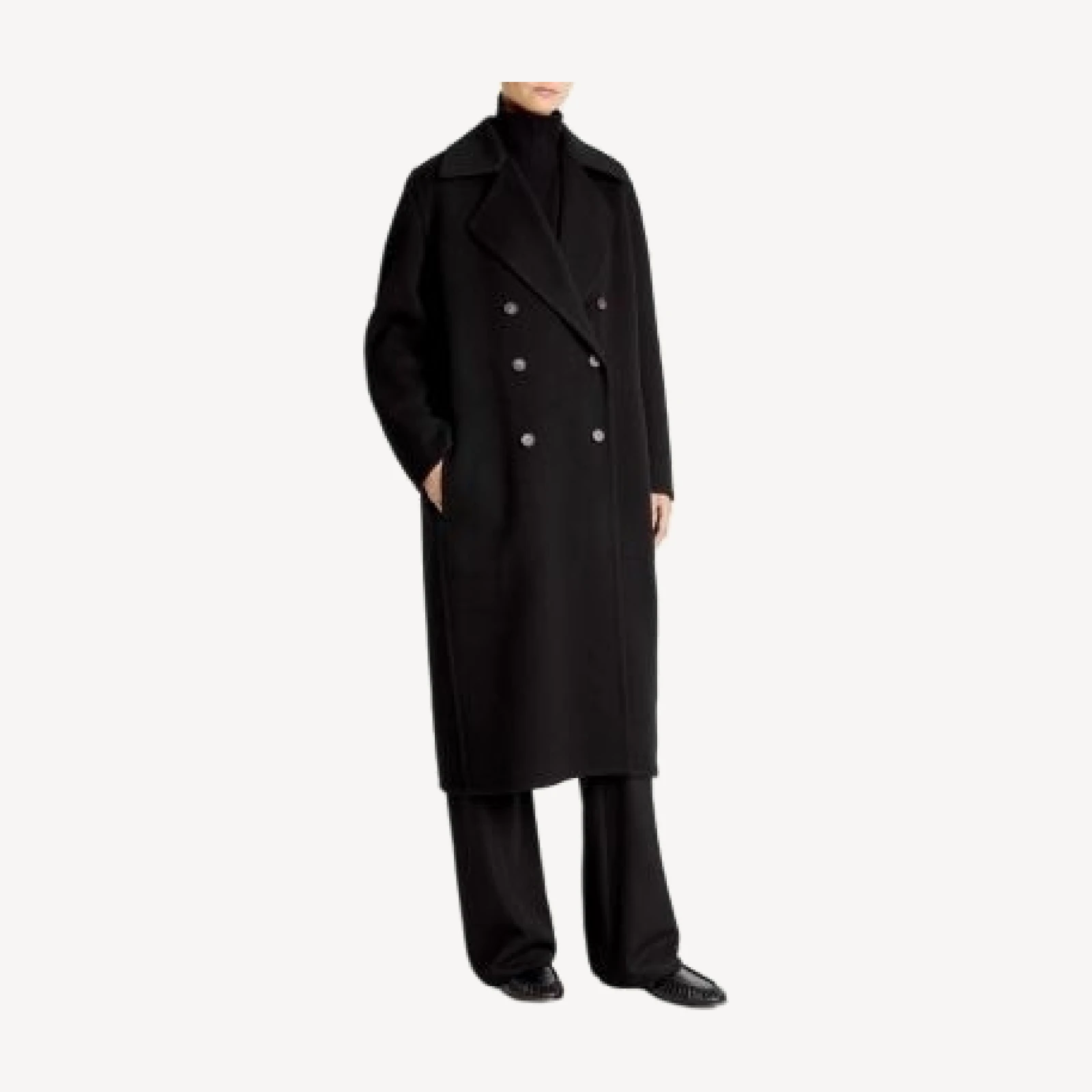 Vince Double Breasted Long Wool-Blend Coat