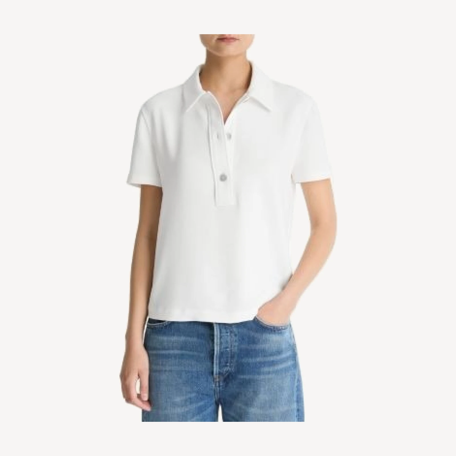 Vince Crepe Short Sleeve Polo