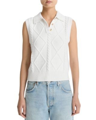 Vince Polo Cable Knit Sweater Vest