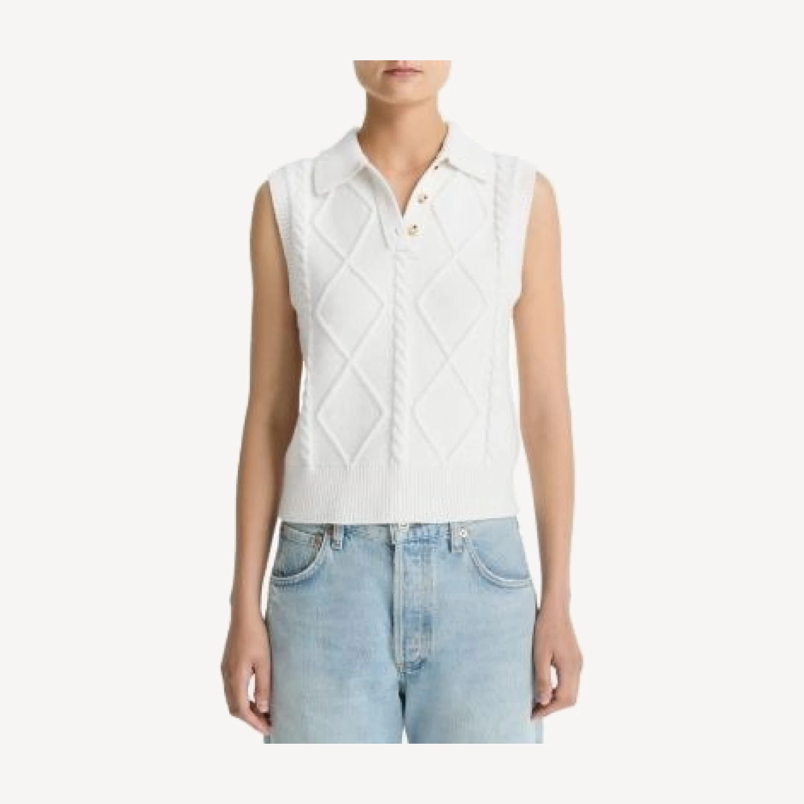 Vince Polo Cable Knit Sweater Vest