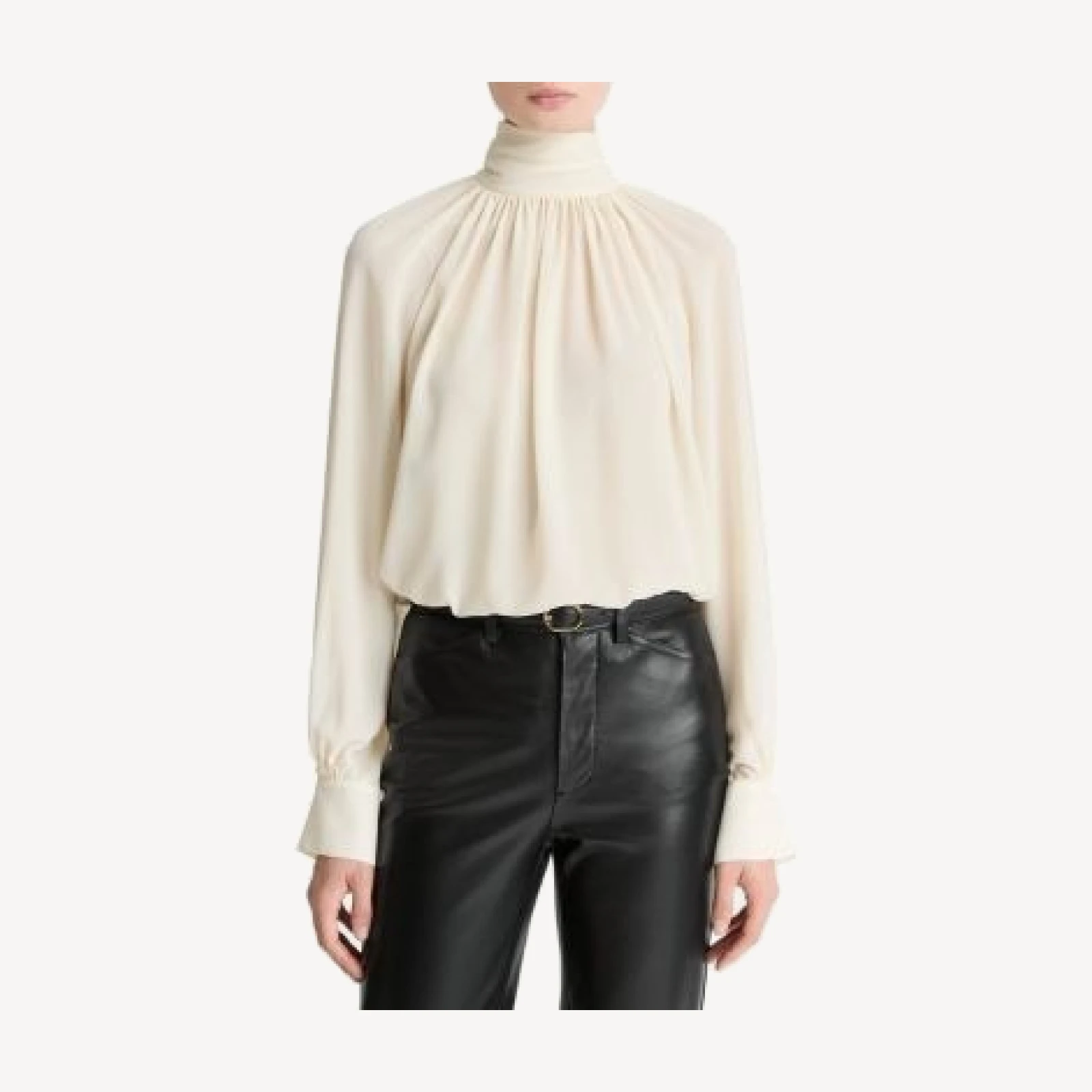 Vince Gathered Mock Neck Blouse