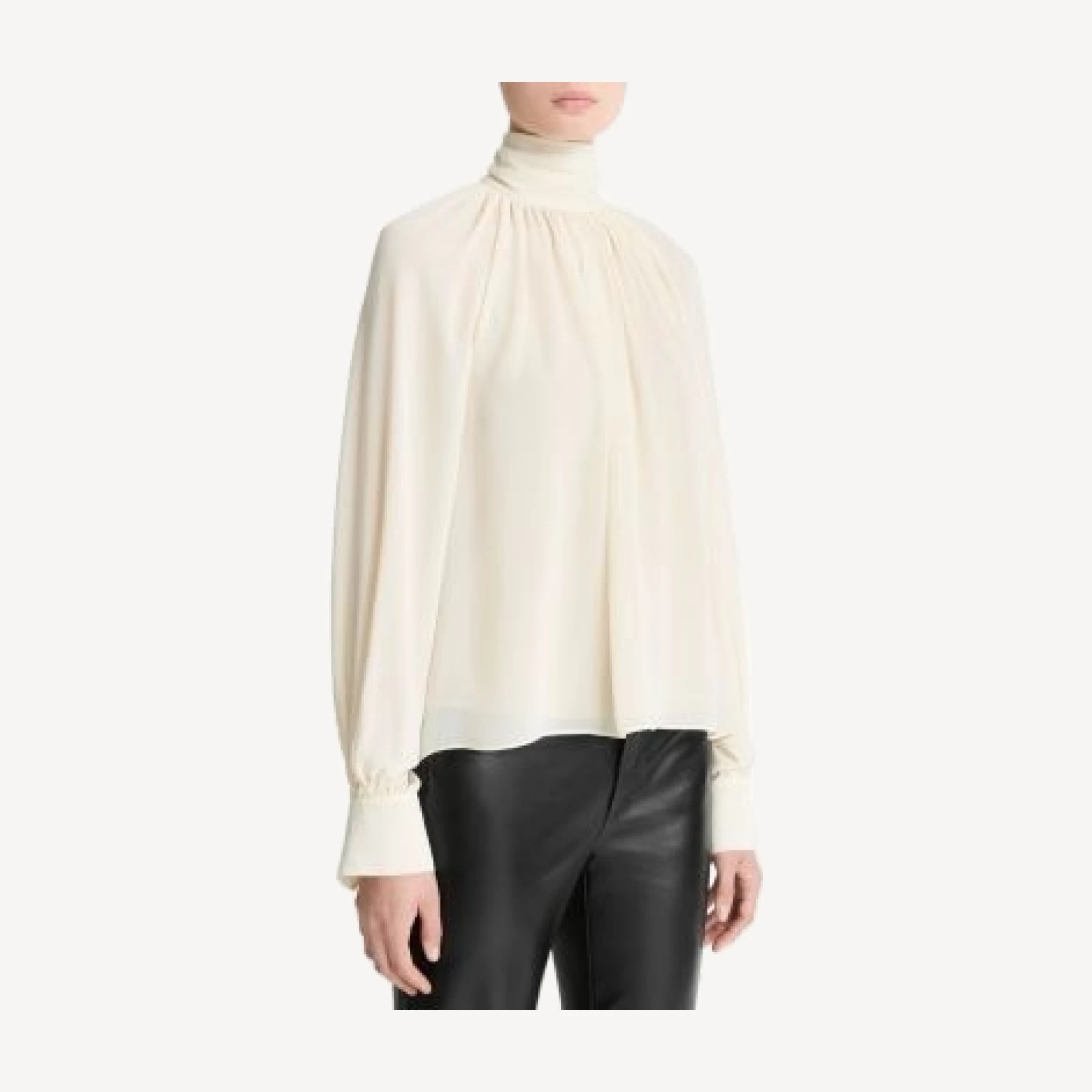 Vince Gathered Mock Neck Blouse
