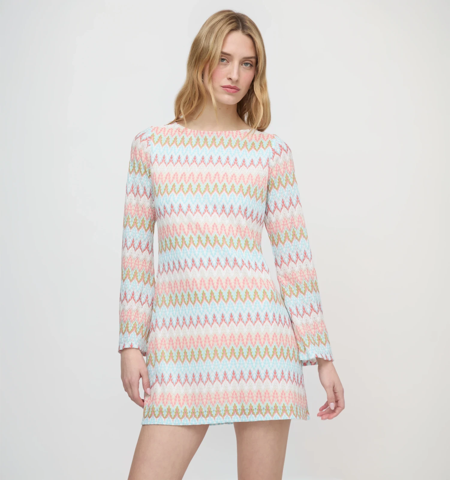 The Nathalie Dress - White Multi Smooth Shimmer Knit