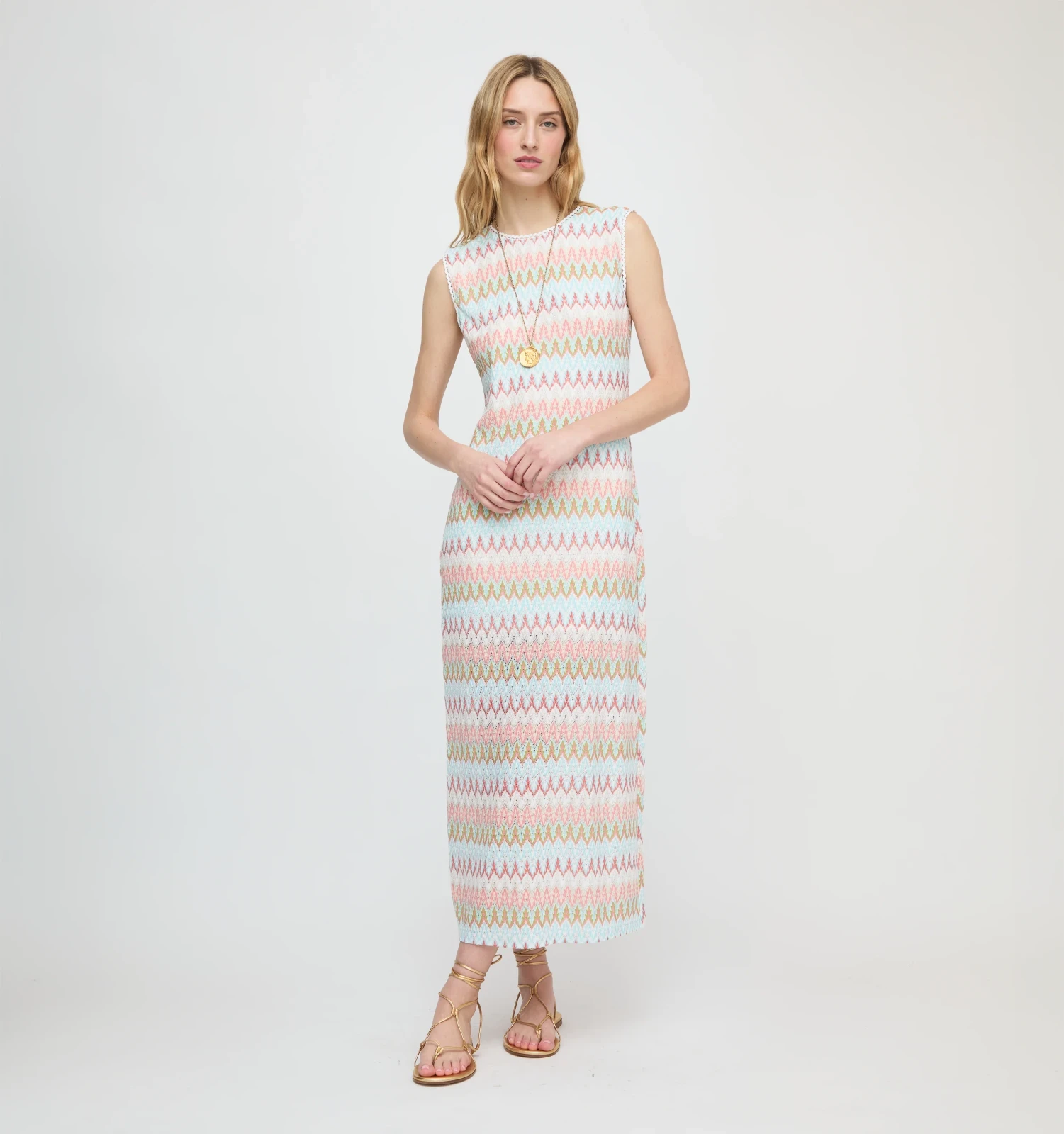 The Taytum Dress - White Multi Smooth Shimmer Knit