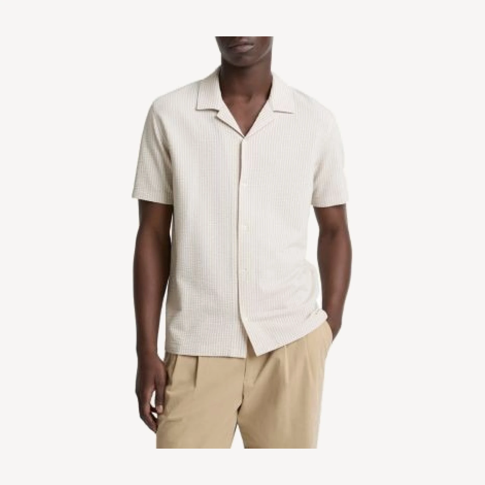 Vince Seersucker Stripe Short Sleeve Cabana Shirt