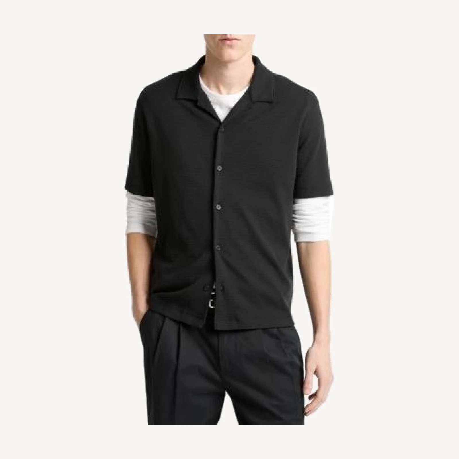 Vince Mesh Knit Short Sleeve Cabana Shirt