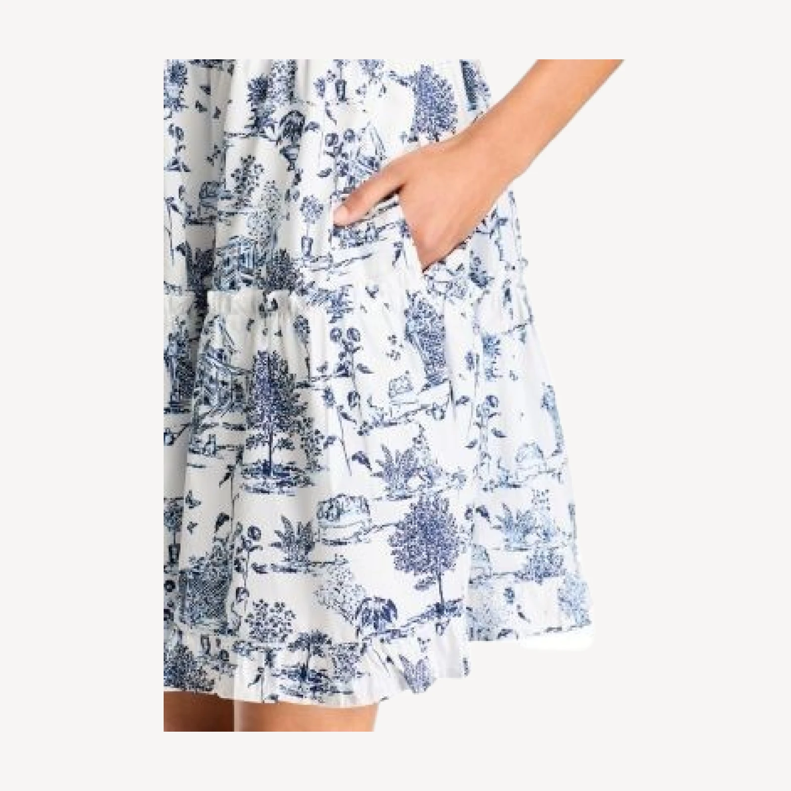 Aqua Toile Short Sleeve Mini Dress - Exclusive