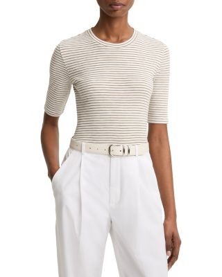 Vince Striped Elbow Sleeve Crewneck Tee