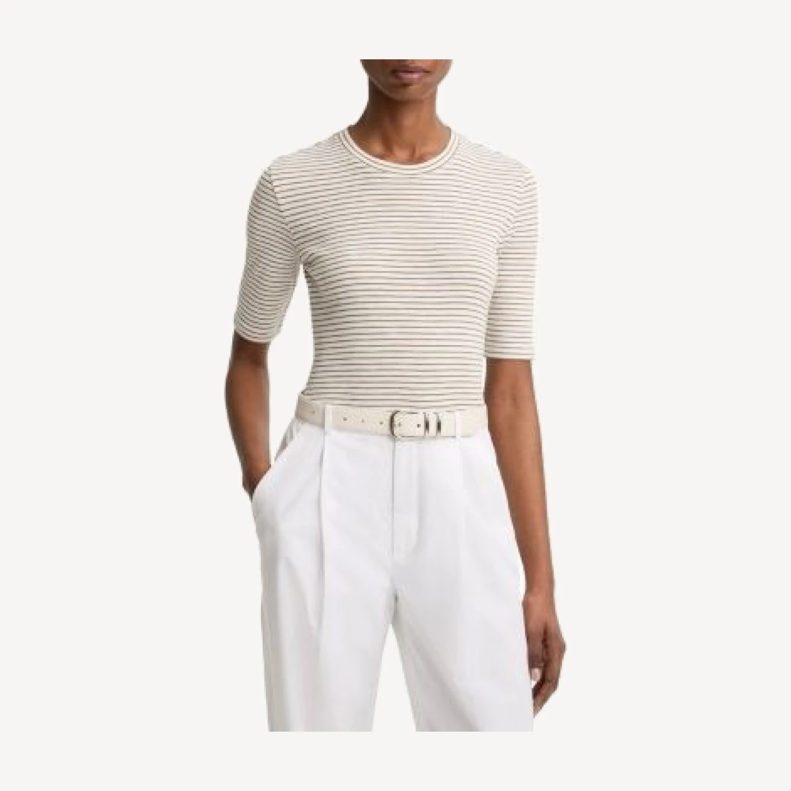 Vince Striped Elbow Sleeve Crewneck Tee