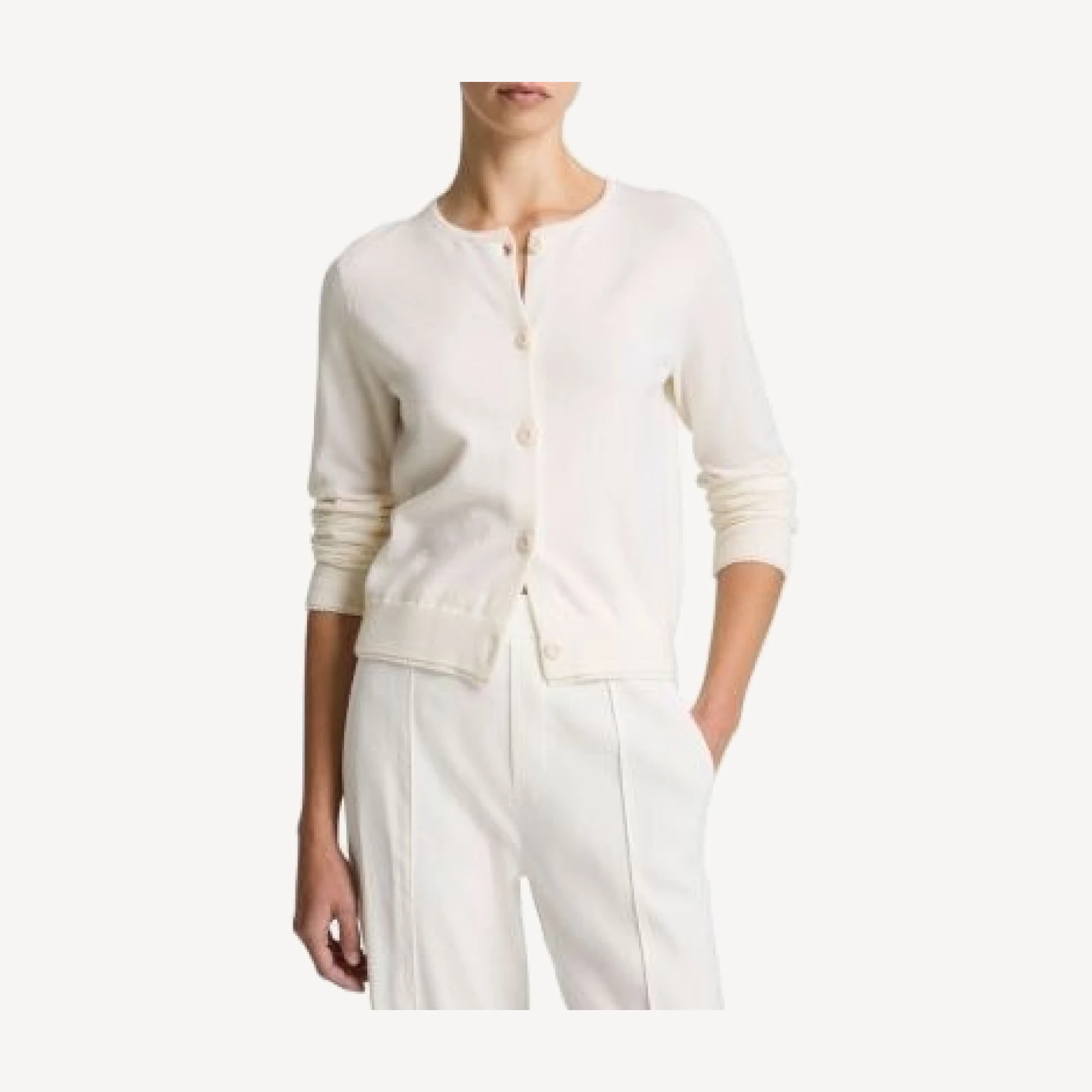 Vince Scallop Trim Cardigan Sweater