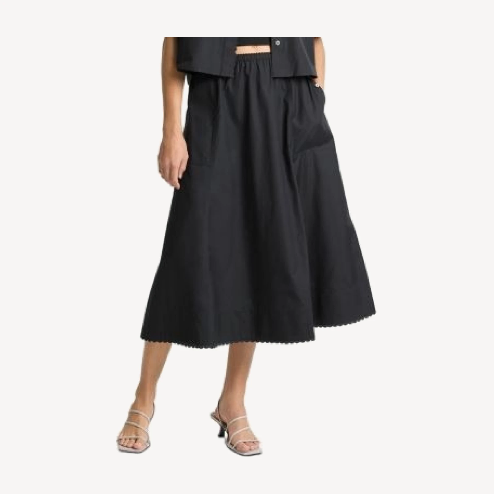 Vince Scallop Trim Midi Skirt
