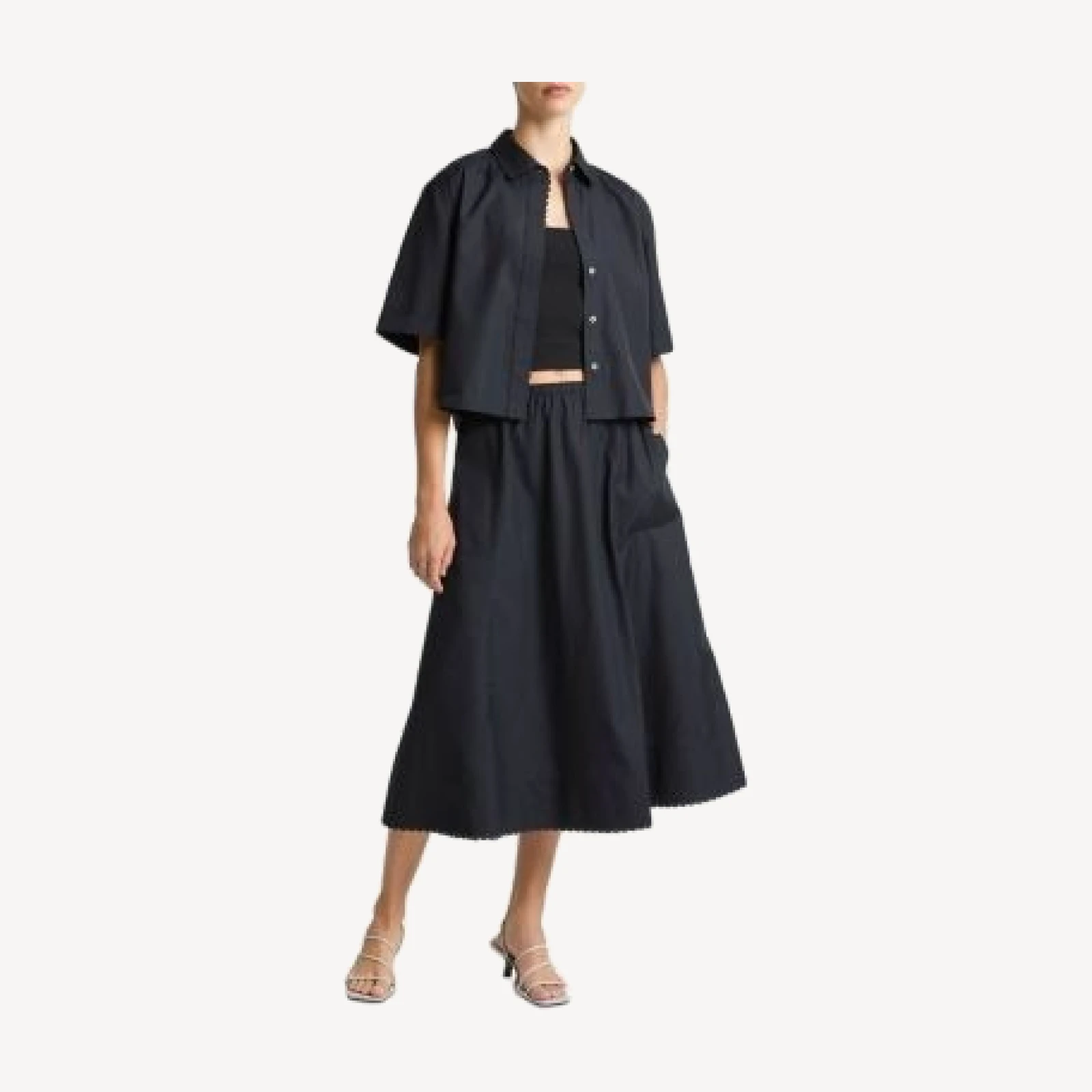 Vince Scallop Trim Midi Skirt