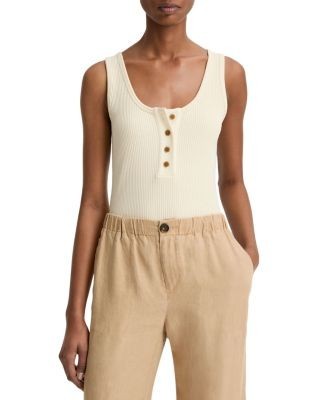 Vince Ribbed Henley Tank